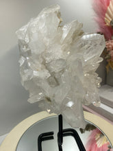 Load image into Gallery viewer, Large clear quartz on black stand