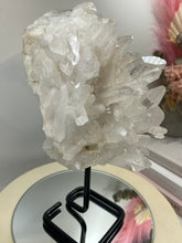 Load image into Gallery viewer, Large clear quartz on black stand