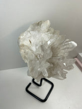 Load image into Gallery viewer, Large clear quartz on black stand
