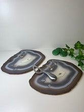 Load image into Gallery viewer, Matching pair of Large polished Natural Agate slice - cheese board or serving platter