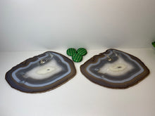 Load image into Gallery viewer, Matching pair of Large polished Natural Agate slice - cheese board or serving platter