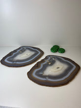 Load image into Gallery viewer, Matching pair of Large polished Natural Agate slice - cheese board or serving platter
