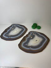 Load image into Gallery viewer, Matching pair of Large polished Natural Agate slice - cheese board or serving platter