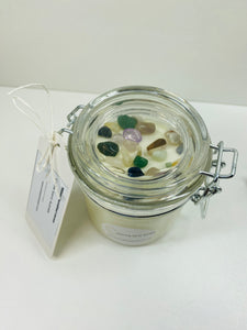 Medium Mixed tumbled stones infused natural soy Candle in a jar - Medium size (180g)