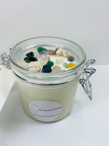 Medium Mixed tumbled stones infused natural soy Candle in a jar - Medium size (180g)