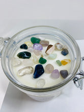 Load image into Gallery viewer, Medium Mixed tumbled stones infused natural soy Candle in a jar - Medium size (180g)
