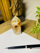 Load image into Gallery viewer, Natural Agate Druze tower - natural stone paper weight - home decor or unique office display