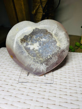 Load image into Gallery viewer, Natural Agate Geode heart with Quartz crystals inside