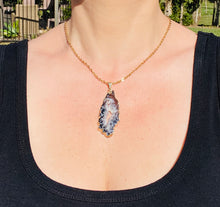 Load image into Gallery viewer, Natural Agate Geode pendant with Gold Electroplating - necklace