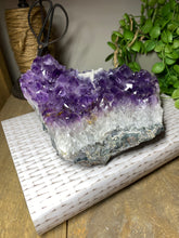 Load image into Gallery viewer, Amethyst Crystal on display stand - large piece with removable display stand