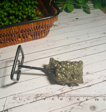 Load image into Gallery viewer, Natural Pyrite on black display stand -  home décor or unique table piece
