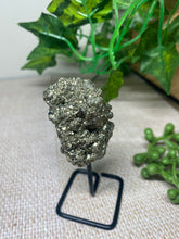 Load image into Gallery viewer, Natural Pyrite on black display stand -  home décor or unique table piece