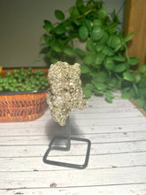 Load image into Gallery viewer, Natural Pyrite on black display stand -  home décor or unique table piece