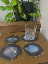 Load image into Gallery viewer, Natural polished Agate Slice drink coasters - Set of 4 20