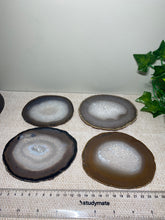 Load image into Gallery viewer, Natural polished Agate Slice drink coasters - Set of 4 23