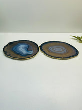 Load image into Gallery viewer, Natural polished Agate Slice drink coasters with Gold Electroplating - Set of 2