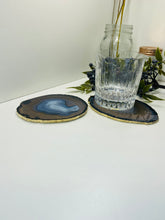 Load image into Gallery viewer, Natural polished Agate Slice drink coasters with Gold Electroplating - Set of 2