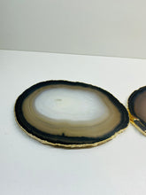 Load image into Gallery viewer, Natural polished Agate Slice drink coasters with Gold Electroplating - Set of 2