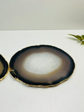 Load image into Gallery viewer, Natural polished Agate Slice drink coasters with Gold Electroplating - Set of 2