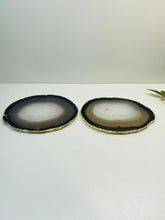 Load image into Gallery viewer, Natural polished Agate Slice drink coasters with Gold Electroplating - Set of 2