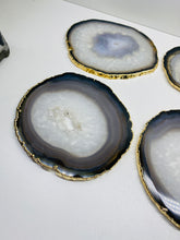 Load image into Gallery viewer, Natural polished Agate Slice drink coasters with Gold Electroplating - Set of 4