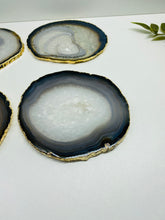 Load image into Gallery viewer, Natural polished Agate Slice drink coasters with Gold Electroplating - Set of 4
