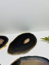 Load image into Gallery viewer, Natural polished Agate Slice drink coasters with Gold Electroplating - Set of 4