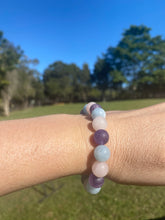 Load image into Gallery viewer, Rose Quartz, Amethyst and Aquamarine bead bracelet