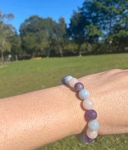 Load image into Gallery viewer, Rose Quartz, Amethyst and Aquamarine bead bracelet