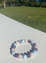 Load image into Gallery viewer, Rose Quartz, Amethyst and Aquamarine bead bracelet