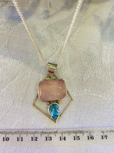Load image into Gallery viewer, Rose Quartz and Blue Topaz sterling silver pendant - necklace