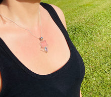 Load image into Gallery viewer, Rose Quartz and Blue Topaz sterling silver pendant - necklace