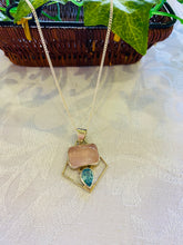 Load image into Gallery viewer, Rose Quartz and Blue Topaz sterling silver pendant - necklace