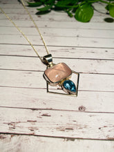 Load image into Gallery viewer, Rose Quartz and Blue Topaz sterling silver pendant - necklace