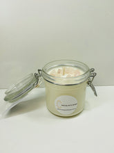 Load image into Gallery viewer, Medium Rose Quartz infused natural soy Candle in a jar - Medium size (180g)