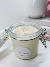Load image into Gallery viewer, Medium Rose Quartz infused natural soy Candle in a jar - Medium size (180g)