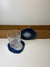 Load image into Gallery viewer, Set of 2 Blue polished Agate Slice drink coasters