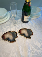 Load image into Gallery viewer, Set of 2 Natural polished Agate Slice drink coasters 40