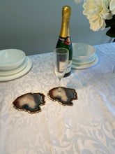 Load image into Gallery viewer, Set of 2 Natural polished Agate Slice drink coasters 40