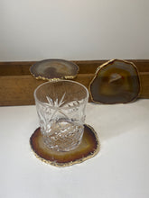 Load image into Gallery viewer, Set of 3 Natural polished Agate Slice drink coasters with Gold Electroplating around the edges