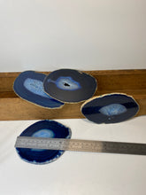 Load image into Gallery viewer, Set of 4 Blue polished Agate Slice drink coasters 36