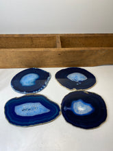 Load image into Gallery viewer, Set of 4 Blue polished Agate Slice drink coasters 36