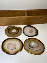 Load image into Gallery viewer, Set of 4 Natural polished Agate Slice drink coasters 13