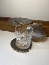 Load image into Gallery viewer, Set of 4 Natural polished Agate Slice drink coasters with Gold Electroplating around the edges
