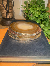 Load image into Gallery viewer, Set of 4 Natural polished Agate Slice drink coasters with Gold Electroplating around the edges