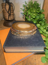 Load image into Gallery viewer, Set of 4 Natural polished Agate Slice drink coasters with Gold Electroplating around the edges