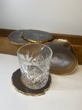 Load image into Gallery viewer, Set of 4 Natural polished Agate Slice drink coasters with Gold Electroplating around the edges