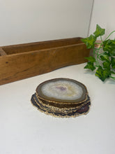 Load image into Gallery viewer, Set of 4 Natural polished Agate Slice drink coasters with Gold Electroplating around the edges