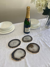 Load image into Gallery viewer, Set of 4 Natural polished Agate Slice drink coasters with Gold Electroplating around the edges 07