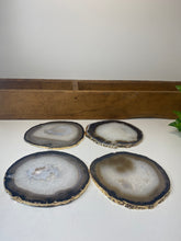 Load image into Gallery viewer, Set of 4 Natural polished Agate Slice drink coasters with Gold Electroplating around the edges 07